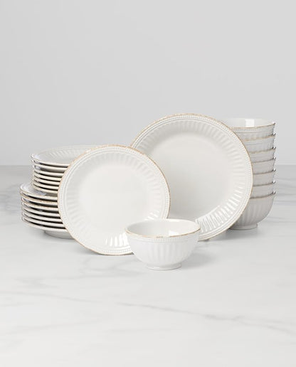 Lenox 899196 French Perle Groove 24-Piece Dinnerware Set, Service For 8