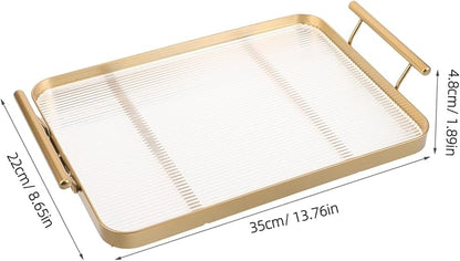 Cabilock Rectangular Serving Tray with Handles Small Decorative Tray for Coffee Table Kitchen Counter and Home Use for Tea Snacks and Cosmetics Display