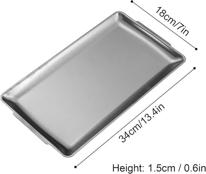 Baking Sheet, Sheet Pans for Baking Stainless Steel, Rectangle Metal Serving Tray with Handles for Dining, Party, Buffet, Dishwasher(Gold,34 * 18cm/13.4 * 7in)