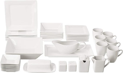 10 Strawberry Street Nova Square 40 pc Dinnerware Set, Cream White