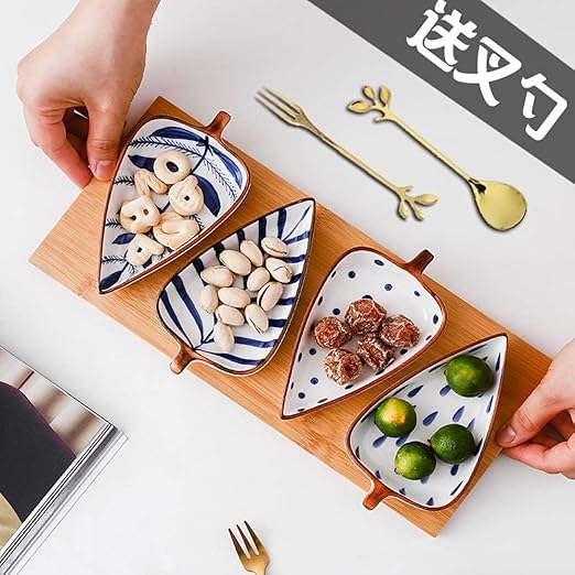 Appetizers Plates Ceramic Material Leaf Shape Design Snack Candy Saucers Bowls Sauce Dishes Kitchen Sushi Soy Sauce Dishes