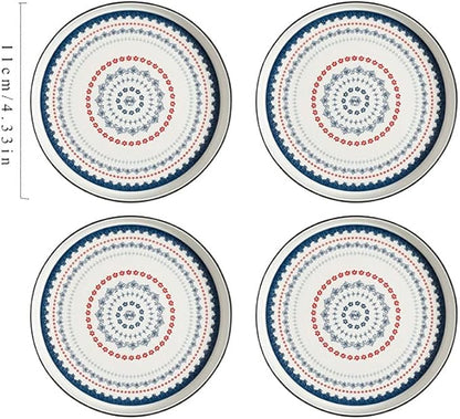 Appetizer Bowls Set of 4 Ceramic Sauce Dish Soy Sauce Dipping Plates Snack Sushi Fruit Appetizer Plates Side Dishes 4.33inches Salad Bowls (Color : Blue 1)