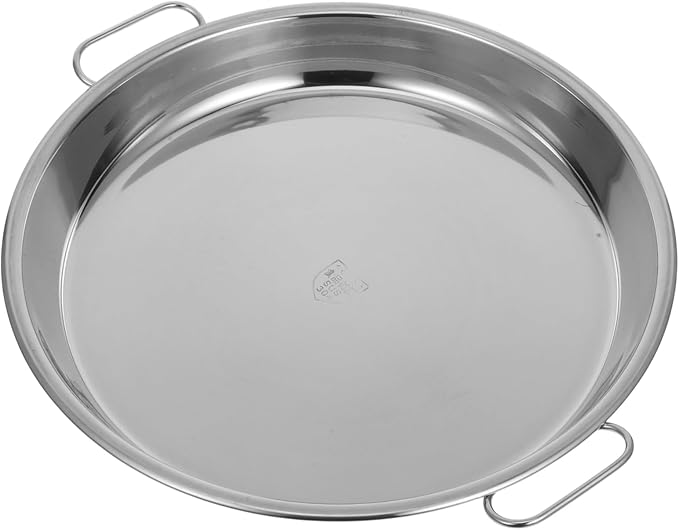 Round Stainless Steel Baking Pan Food Serving Tray Metal Food Storage Steam Trays for Cooking Comfortable to Hold Handles