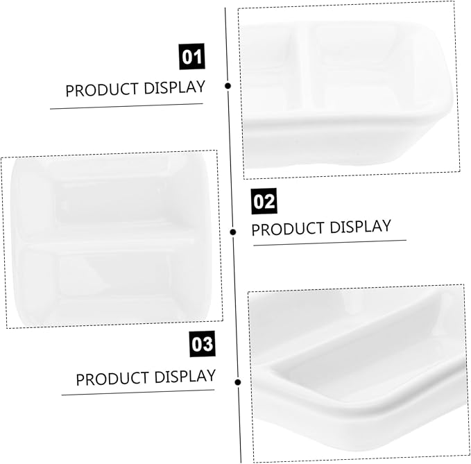 PRETYZOOM 2pcs Pure White Ceramic Appetizer Serving Tray Compartments for Soy Sauce and Dipping Sauces Versatile Snack Dish for Everyday Use and Gatherings