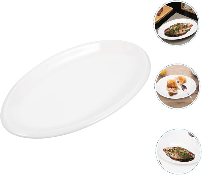 Alipis Household Serving Plate Ceramic Steamed Dinnerware for Fish Steak and Cake Sturdy - Platter for Housewarming and Entertaining