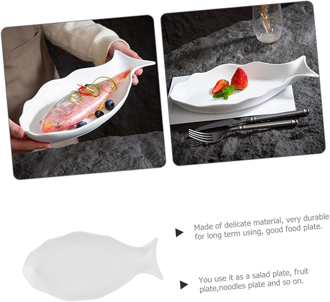 Fish Steaming Plate Ceramic Serving Dish Versatile Household Plate for Kitchen