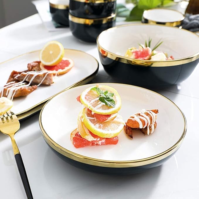 Nordic Style Tableware Set, Ceramic Plate And Bowl Set, Family Restaurant Tableware, 2/4/6 Person Tableware Set, Handmade Ceramic Utensils (Cyan White 26 pcs)