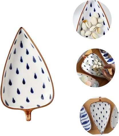 Mikinona Leaf-shaped Mini Serving Dish Creative Japanese Style Ceramic Appetizer Plate for Dips Sauces and Snacks Easy to Clean Unique Design for Home Restaurant Use