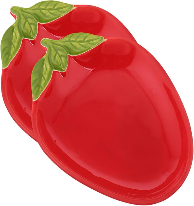 Hemoton 8pcs Ceramic Strawberry Seasoning Dishes Appetizer Tray for Serving Sushi Snacks and Dipping Sauces Creative Dishware for Home and Restaurant Use