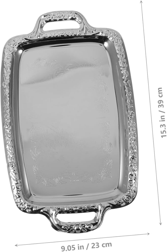 VALICLUD Metal Serving Tray, Decorative Food Storage Plate for Living Room, Tableware Organizer