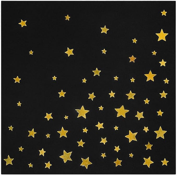 Black and Gold Cocktail Napkins- 100 Pack 2-Ply Disposable Napkins for Birthdays, Weddings, Holidays, and Special Events
