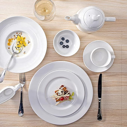 Dinnerware Set Luxury Family Dinner Service Set, 32pcs Pure White Ceramics Dinner Sets, Complete Porcelain Combi-Set, Fine Plates Bowls and Cups, Microwave and Dishwasher