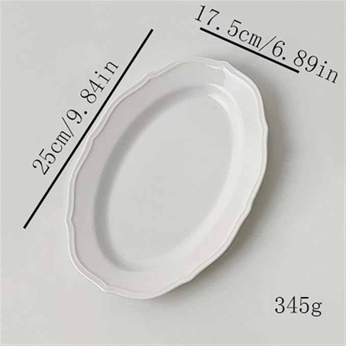 Dessert Plates Retro Lace Plate Simple Dinner Ceramic Salad Breakfast Dessert Home Restaurant Cafe Dinner Tableware(B,Large)