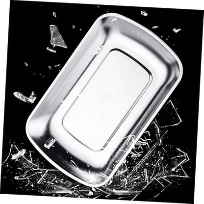 OUNONA Stainless Steel Plate Serving Tray Food Holder Rectangle Snack Plate Easy Clean