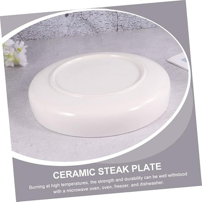 PRETYZOOM Delicate Ceramic Dinner Plate Small Sushi Plate Pasta Steak Salad Oven Freezer Safe White