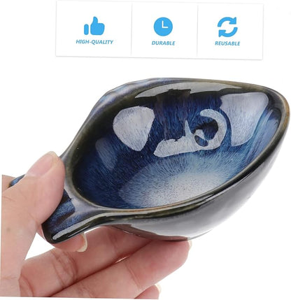 Fish Shaped Ceramic Sauce Dish Unique Appetizer Plate for Seasoning Dipping for Home Restaurants and Catering Easy to Clean Safe for Families Blue