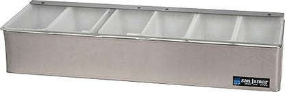 San Jamar Garnish Trays with Hinged Lid for Kitchen, Bar, And Restaurants, Stainless Steel, 18.5 X 6.5 X 4 Inches, Silver