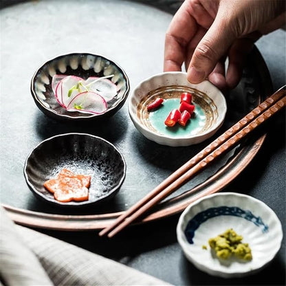Appetizer Plates Retro Ceramic Seasoning Plate Home Snack Plate Hotel Restaurant Hot Pot Sauce Dish Flavor Dish for Condiment