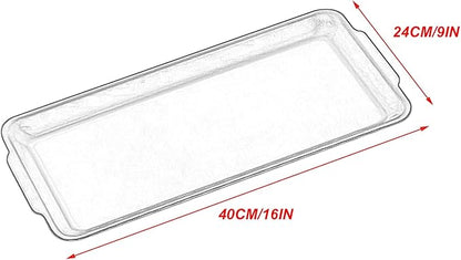 2 Pcs Serving Tray with Handles, Decorative Trays for Coffee Table, Stainless Steel Material, Non Stick Oil, Smooth and Easy to Clean(Silver,24x40CM/9x16IN)
