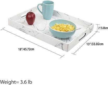 HDS Serving Tray Trading 18 x 13 Coffee Tray Faux Marble, White