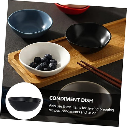 ABOOFAN 4pcs Ceramic Sauce Dipping Dish Mini Plates for Condiments Vinegar Soy Sauce Appetizers and Seasoning White Black Color Options
