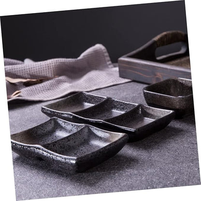 GLEAVI 2Pcs Ceramic Sauce Dishes Square Shape Snack Plate Design for Dips Appetizers and Desserts for Home Restaurant and Catering Use