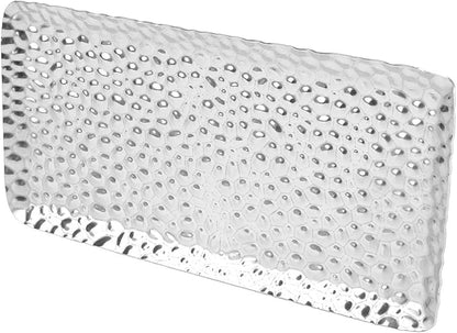 Hammered Stainless Steel Serving Tray, 19.5x9.5cm Rectangular Decorative Tray for Living Room Bedroom Kitchen Bathroom (Silver)