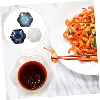 3pcs Ceramic Seasoning Dishes Assorted Color Appetizer Plates for Sauces Dips and Condiments for Home Restaurants and Entertaining