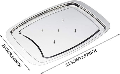 Stainless Steel Carving Tray Spiked Meat Dish with Spiked Caps Polished Non-Slip Serving Tray Turkey Pan for Slicing Cutting Chopping Xmas Decor