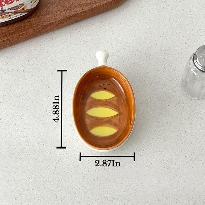 4-Pack Cute Bread-Shaped Ceramic Dipping Bowls, Adorable Mini Sauce Dishes for Soy Sauce,Seasoning, Hot Pot & Sushi, Home Kitchen Tableware Set