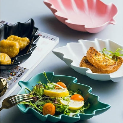 FAREWELL Dipping Bowls Leaf Shape Soy Sauce Dish Ceramic Soy Sauce Dish Appetizer Plate Condiment Sauce Bowl Salad Dessert Snack Appetizer Or Serving Condiment Appetizer Bowls (Color : D)