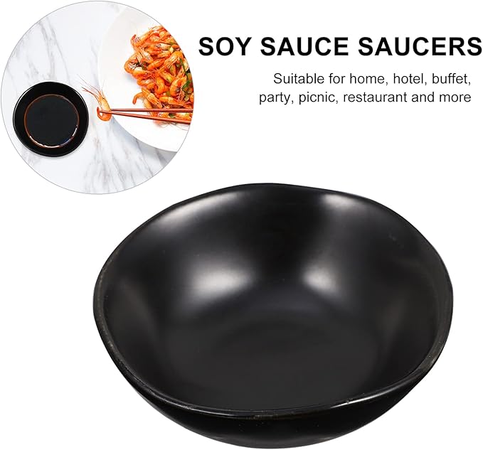 MARURY 4pcs Ceramic Sauce Dishes Dip Bowls Round Seasoning Dishes Sushi Dipping Bowl Saucers Bowl Appetizer Plates Seasoning Dish Saucer Plates Blue (Color : Black)