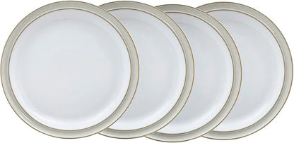 Denby - Linen Cream White Dinner Set for 4-12 Piece Ceramic Stoneware Tableware Plate & Bowl Set - Dishwasher Microwave Safe Crockery - Includes 4 x Dinner Plates, Small Plates, Cereal Bowls