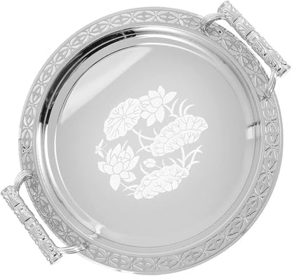 Stainless Steel European Style Dessert Serving Tray Elegant Fruit Snack Platter Portable Lightweight Storage Plate for Kitchen and Buffet Use