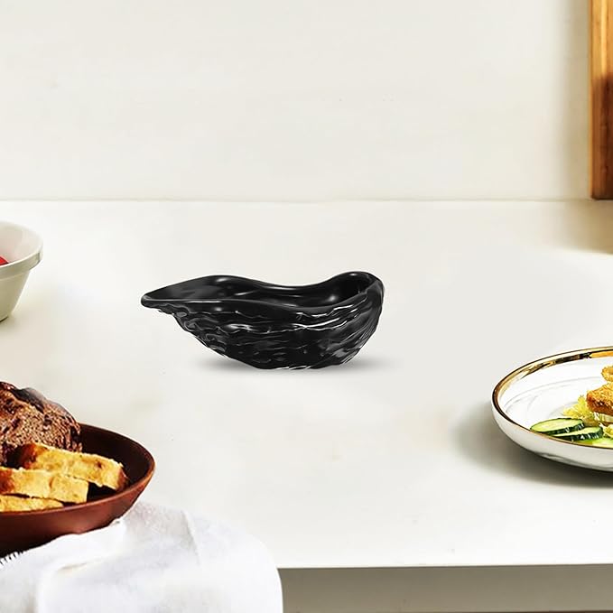 Ceramic Oyster Shell Food Server Matte Black Serving Plate for Hotel Dessert Dish Creative Seafood Appetizer Plate