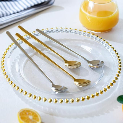 Silverware Set, 1/4/6/8/10/12 Pcs Korean 304 stainless steel long handle spoon stirring spoon hotel dessert spoon ice cream spoon coffee spoon tableware, Home Cutlery Flatware Set(12 Pieces)