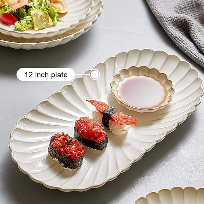 Dinnerware Sets Dish Set,26 Pcs Porcelain Tableware Set with Plates and Bowls,White Ceramic Dinner Set for Home Kitchen and Dinning