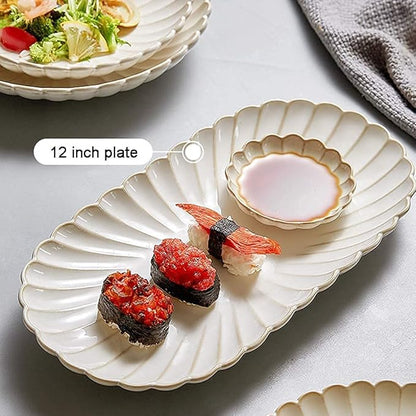 Dinnerware Sets Dish Set,26 Pcs Porcelain Tableware Set with Plates and Bowls,White Ceramic Dinner Set for Home Kitchen and Dinning