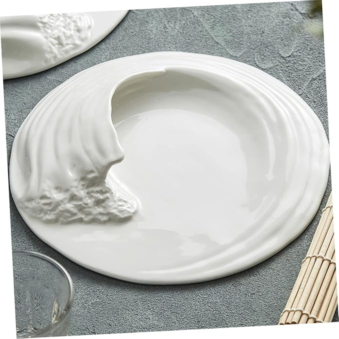 Mobestech Unique Wave Shape Serving Plate Ceramic Porcelain Platter for Snacks Appetizers Cheese Fruits and More for Parties