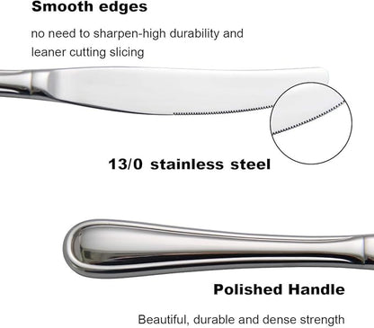 faderic Silverware set, Stainless Steel Flatware Cutlery Set 24 Pieces Set for 4, Knives，Fork And Spoons Set，Silver