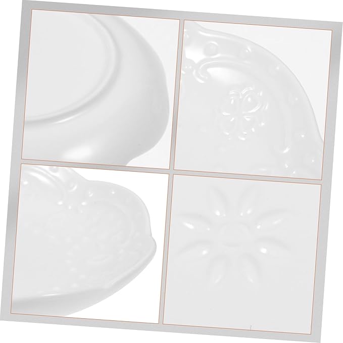 4pcs Ceramic Dipping Dish Elegant Seasoning Plates for Ketchup Versatile Appetizer Bowls for Fruits Nuts and Candies Dishwasher Microwave Safe Floral Design