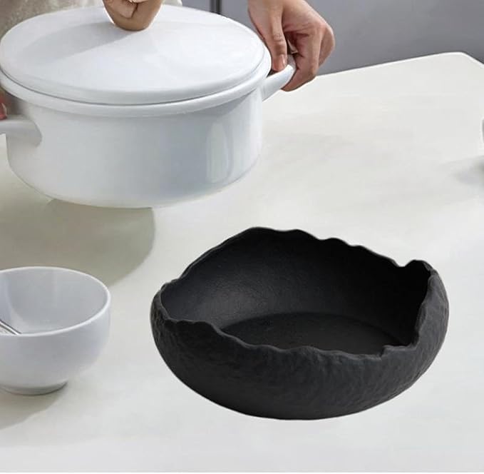 Ceramic Dinner Plate Salad Plate Decorative Plate Dinnerware Irregular Serving Plate Appetizer Plate for Snack Restaurant, Black