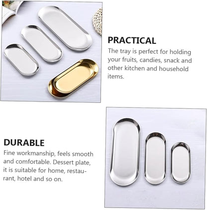 Garneck 2pcs Polished Stainless Steel Trays Serve As Decorative Serving Trays Jewelry Display and Food Storage for Kitchen Tabletop