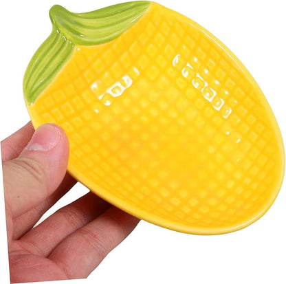 GLEAVI Creative Cartoon Ceramic Corn Dipping Sauce Plate Unique Appetizer Dish for Snacks Side Dishes and Food Presentation