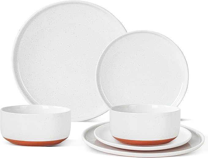 Plates and Bowls Sets, 6 Piece Ceramic Dinnerware Set for Family and Gatherings,Dishes Set for 2,Dishwasher & Microwave Safe, Handcrafted Dishware Sets，Elegant White