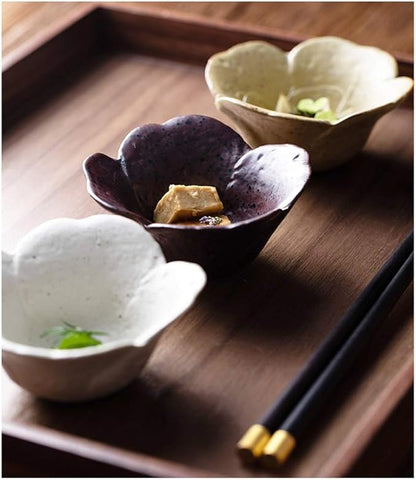 Ceramic cutlery salad bowl Ceramic Appetizer Plate, Snack Plate, Tableware, Seasoning Plate, Dipping Sauce Plate, Flower-Shaped Sauce Plate small bowl (Size : D)