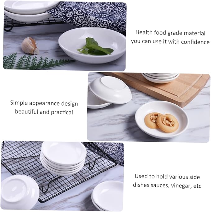 Alipis 6pcs Ceramic Condiment Dishes Set Small Sauce Serving Plates High-Temperature Resistance for Dipping Appetizers and Household Use