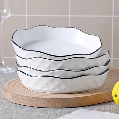 SONGCHAO Party Supplies Ceramic Plate Dish Plate Home Deep Soup Plate Simple Nordic Creative Kitchen Plate Lace Plate Fruit Plate Rice Plate Party Plates
