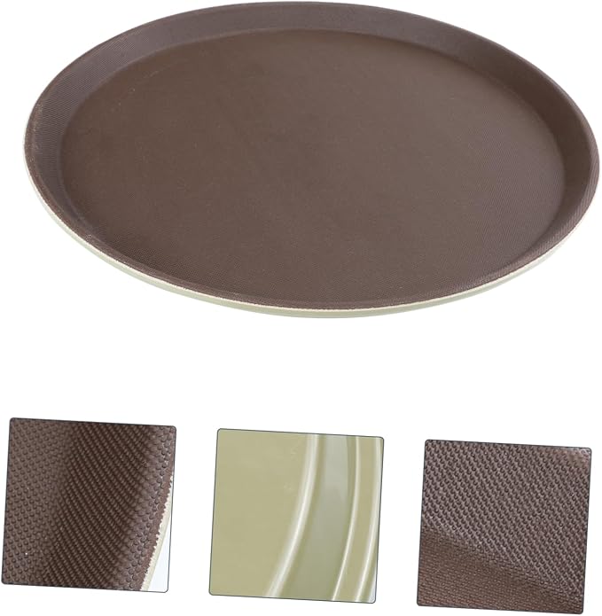 GLEAVI Skid Round Serving Tray Snack Dessert Tea Storage Bread Tray for Restaurant Bar Hotel