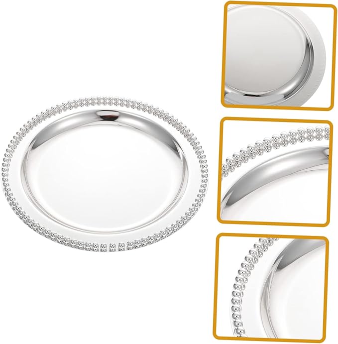 Metal Serving Tray for Snacks and Desserts Elegant Fruit and Candy Plate for Home Entertaining and Lightweight Decorative Kitchen Accessory Silver Finish